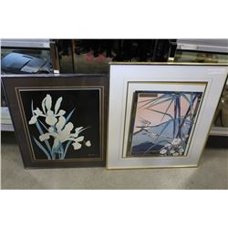 TWO FRAMED EASTERN STYLE FLORALS