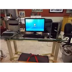 MODERN GLASS TOP HALL TABLE