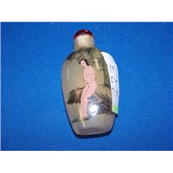 SNUFF BOTTLE- HAND PAINTED - WITH LID
