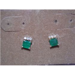 EARRINGS - HYPO-ALLERGENIC - GREEN EMERALDS GEMSTONE