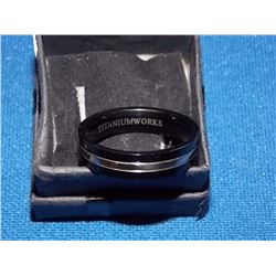 RING - NEW TITANIUM BAND RING - BLACK & TITANIUM COLOR - SMOOTH COMFORT FIT - INCLUDES CERTIFICATE $