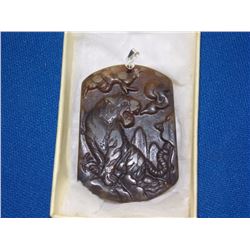 CARVED STONE PENDANT - TIGER - 10KGP CLASP