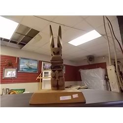DECORATIVE CEDAR TOTEM POLE - 16" X 8" X 9"
