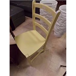 WOOD LADDER BACK DINING CHAIRS - PAINTED YELLOW - 2 X BID