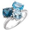 Image 1 : 14kt. Cluster Trio of Blue Topaz & Diamond Ring