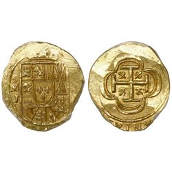 Mexico City, Mexico, cob 2 escudos, 1714J, encapsulated NGC MS 63, from the 1715 Fleet (stated insid