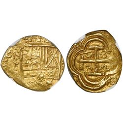 Bogota, Colombia, cob 2 escudos, Philip IV, assayer not visible (A) below mintmark NR to left, encap