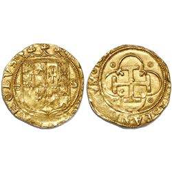 Seville, Spain, 1 escudo, Charles-Joanna, assayer Gothic D to left, mintmark S to right.