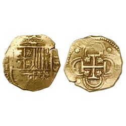Seville, Spain, cob 2 escudos, 1592 date to right, assayer B below denomination II and mintmark S to