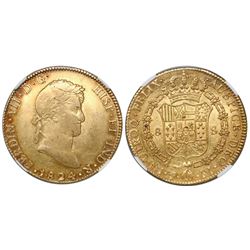 Potosi, Bolivia, bust 8 escudos, Ferdinand VII, 1824PJ, encapsulated NGC AU 53.