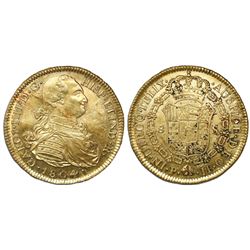 Popayan, Colombia, bust 8 escudos, Charles IV, 1804JF.