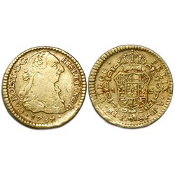 Popayan, Colombia, bust 1 escudo, Charles IV transitional (bust of Charles III, ordinal IV/III), 178