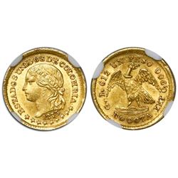 Bogota, Colombia, 1 peso, 1873, encapsulated NGC MS 63.
