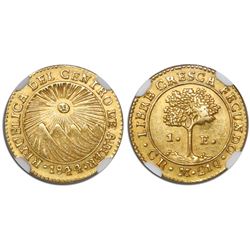 Costa Rica (Central American Republic), 1 escudo, 1844M, encapsulated NGC AU 55, ex-Richard Stuart (