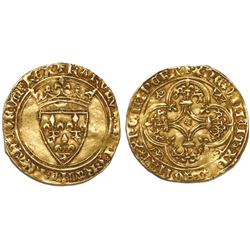 France, ecu d'or au couronne, Charles VI, (1380-1422).