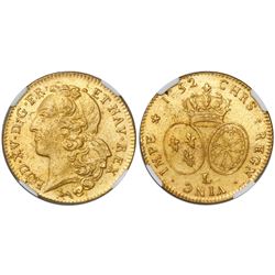 France (Bayonne mint), double Louis d'or, Louis XV, 1752-L, from the Auguste (1761), encapsulated NG