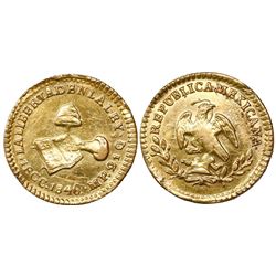 Guadalupe y Calvo, Mexico, 1 escudo, 1846/4MP, very rare, unlisted overdate.