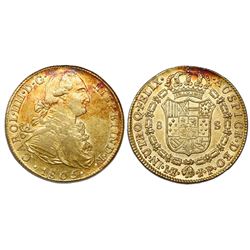Lima, Peru, bust 8 escudos, Charles IV, 1805JP.