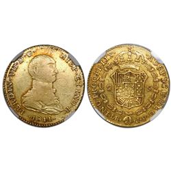 Lima, Peru, bust 2 escudos, Ferdinand VII (small, "imaginary" bust), 1811JP, encapsulated NGC XF det