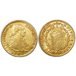 Madrid, Spain, bust 2 escudos, Charles IV, 1797MF.