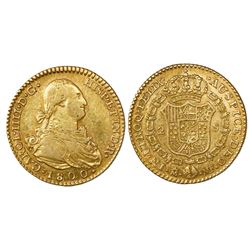 Madrid, Spain, bust 2 escudos, Charles IV, 1800MF.