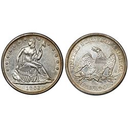 USA (Philadelphia mint), half dollar seated Liberty, 1863.