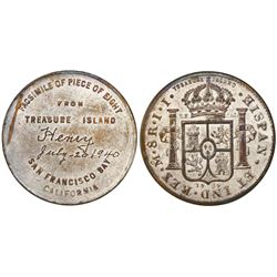 USA, "so-called dollar," silvered brass token, 1939 Golden Gate Expo, Piece of Eight / Treasure Isla