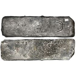 Medium-sized "tumbaga" silver bar #M-89, 4250 grams, stamped with assayer BRAo, serial number RC and