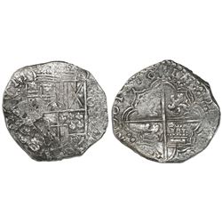 Potosi, Bolivia, cob 8 reales, 1618, assayer not visible, Grade 2.