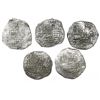 Image 1 : Lot of five Potosi, Bolivia, cob 8 reales, Philip III, assayer T or not visible, all Grade 2.
