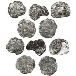 Lot of five Potosi, Bolivia, cob 8 reales, Philip III, various assayers (where visible), Grade 3 (4)