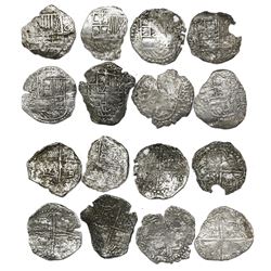 Lot of eight Potosi, Bolivia, cob 4 reales, Philip III, various assayers (where visible), all Grade 