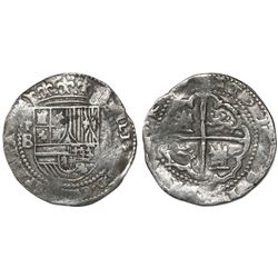 Potosi, Bolivia, cob 2 reales, Philip II, assayer B (2nd period), Grade-1 quality (no Grade on certi