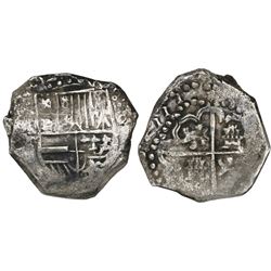 Potosi, Bolivia, cob 8 reales, (1)6ZIII (1623), assayer T, lions and castles transposed in shield an