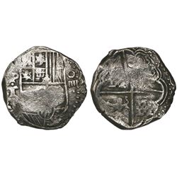 Potosi, Bolivia, cob 4 reales, Philip IV, assayer T (1630s).