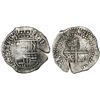 Image 1 : Potosi, Bolivia, cob 8 reales, 1650O, with crowned-L countermark on cross.