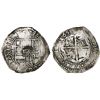 Image 1 : Potosi, Bolivia, cob 8 reales, 1651E, with crowned-dot-F-dot countermark (4 dots) on shield.