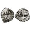 Image 1 : Potosi, Bolivia, cob 4 reales, (1650-1)O, crowned-O countermark on cross (rare).
