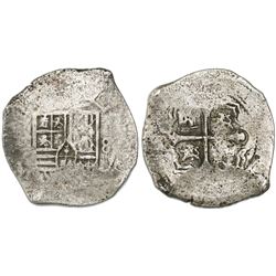 Mexico City, Mexico, cob 8 reales, Philip IV, assayer not visible (assayer P, ca. 1650).