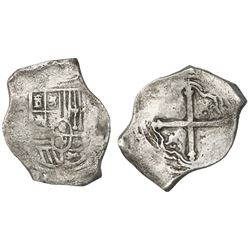 Mexico City, Mexico, cob 8 reales, Philip IV, assayer not visible (assayer P, ca. 1650).