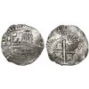 Image 1 : Potosi, Bolivia, cob 8 reales, 1649O/Z (rare), with crowned-L countermark on cross.