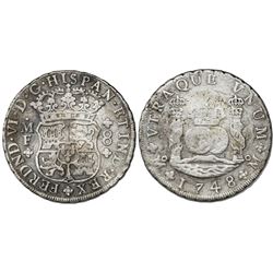 Mexico City, Mexico, pillar 8 reales, Ferdinand VI, 1748MF.
