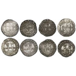 Lot of four Mexico City, Mexico, 1R, Charles-Joanna, "Late Series," assayer L, all different varieti