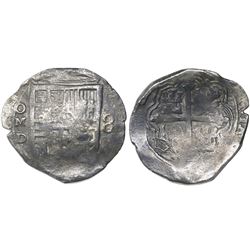 Mexico City, Mexico, cob 8 reales, Philip IV, assayer D (1620s).