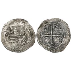 Mexico City, Mexico, cob 4 reales, Philip II, assayer O below denomination oIIII to right, mintmark