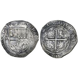 Mexico City, Mexico, cob 4 reales, Philip II, assayer O below denomination oIIII to right, mintmark