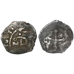 Mexico City, Mexico, cob 1/2 real, 1663(P), rare.