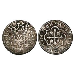 Mexico City, Mexico, cob 1/2 real Royal, 1723J, rare.
