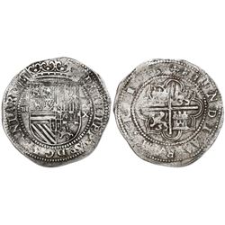 Lima, Peru, cob 4 reales, Philip II, assayer X, very rare.