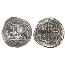 Lima, Peru, cob 2 reales, Philip II, assayer Diego de la Torre, *-(ii) to left, P-oD/X to right, ver